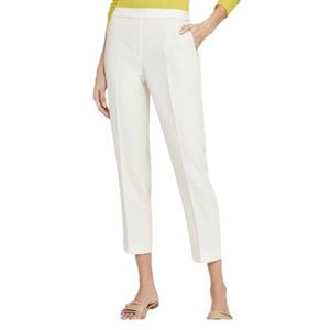 Zara Basic White Straight Leg Pleated Work Pants XS
